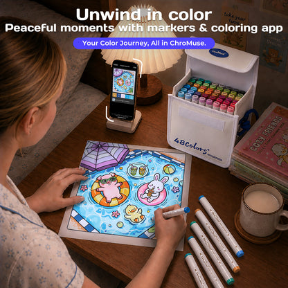 Alcohol Markers Set + Companion App, Dual Tip Art Markers Plus for Artists, Designers & Crafters - ChroMuse