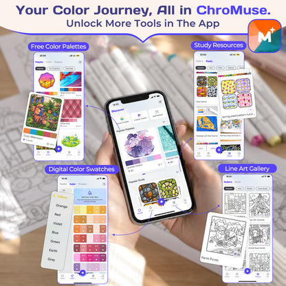 Alcohol Markers Set + Companion App, Dual Tip Art Markers Plus for Artists, Designers & Crafters - ChroMuse