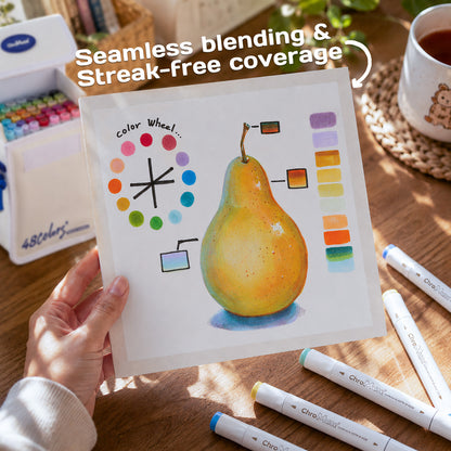 Alcohol Markers Set + Companion App, Dual Tip Art Markers Plus for Artists, Designers & Crafters - ChroMuse
